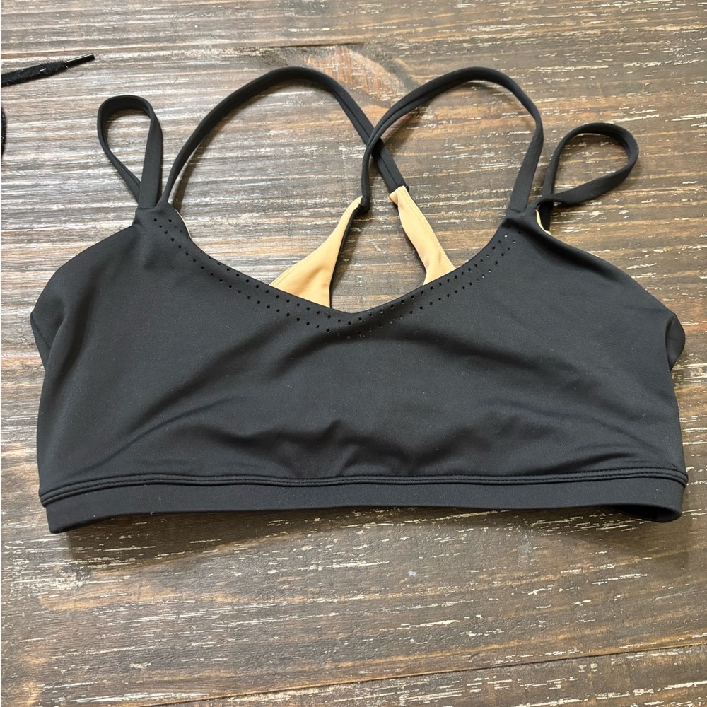 BuffBunny Black Sports Bra with Cream Contrast Lining